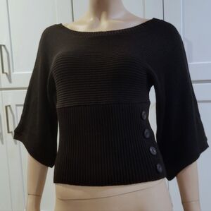 Cute Black Sweater Top NEW NWT M /L Black Flirty 3/4 Sleeve